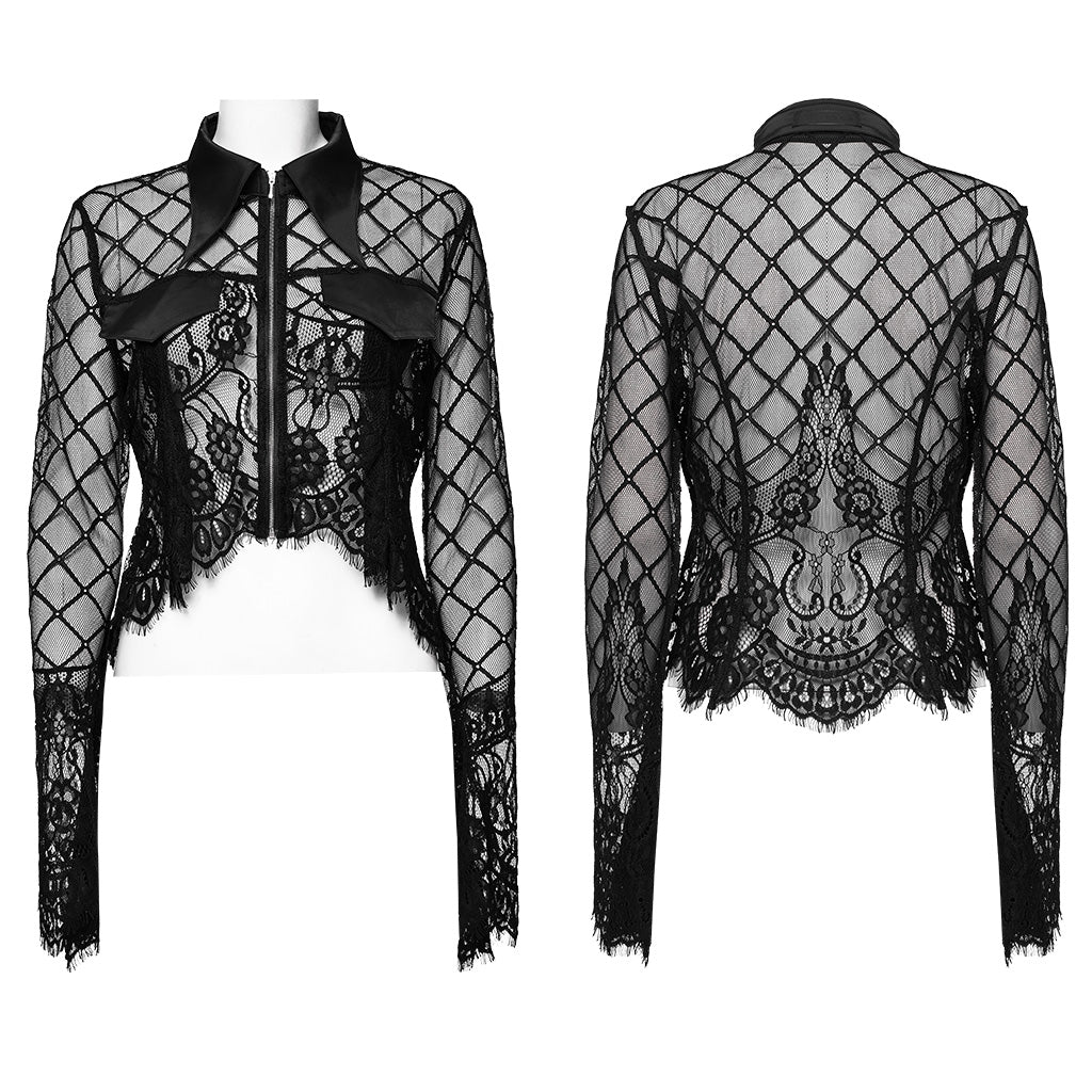 Stand collar flared sleeves lace cardigan OPY-751XDF - Punk Rave Original Designer Clothing
