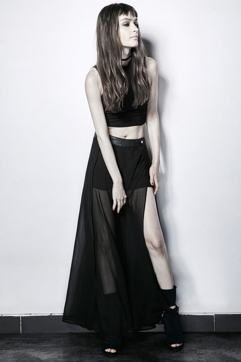 PT-102 Roll Dark Small Stand Collar Cross Minimalist Punk Vest