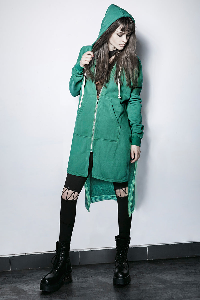 PY-216 Dark Skinny Hoodie Punk Coat With The Short Front And Long Back