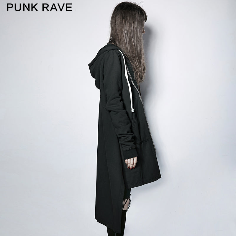 PY-216 Dark Skinny Hoodie Punk Coat With The Short Front And Long Back