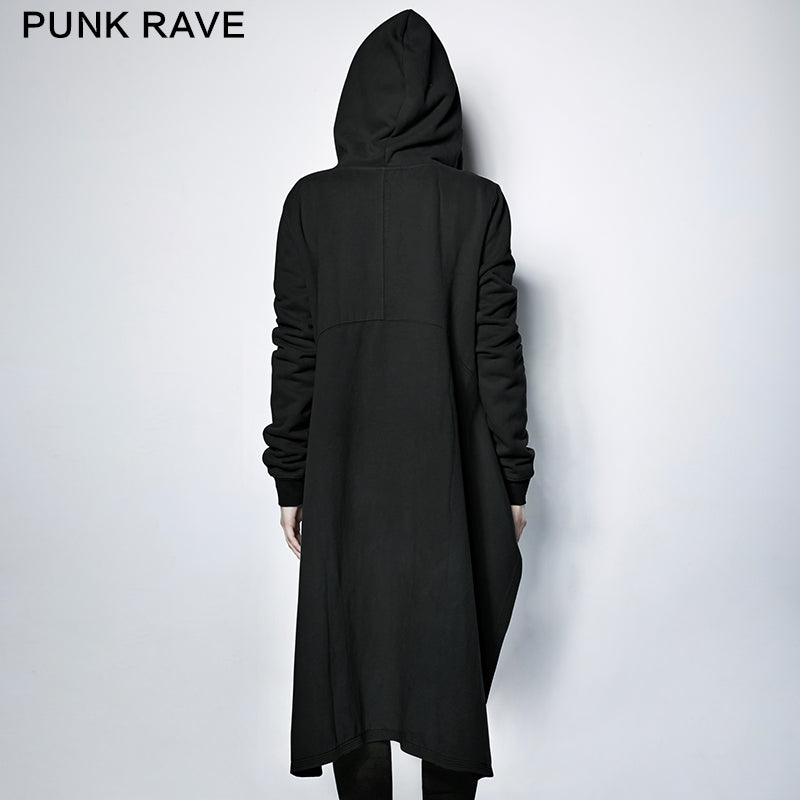 PY-216 Dark Skinny Hoodie Punk Coat With The Short Front And Long Back