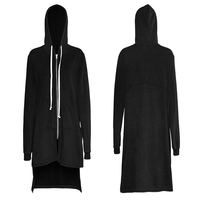 PY-216 Dark Skinny Hoodie Punk Coat With The Short Front And Long Back