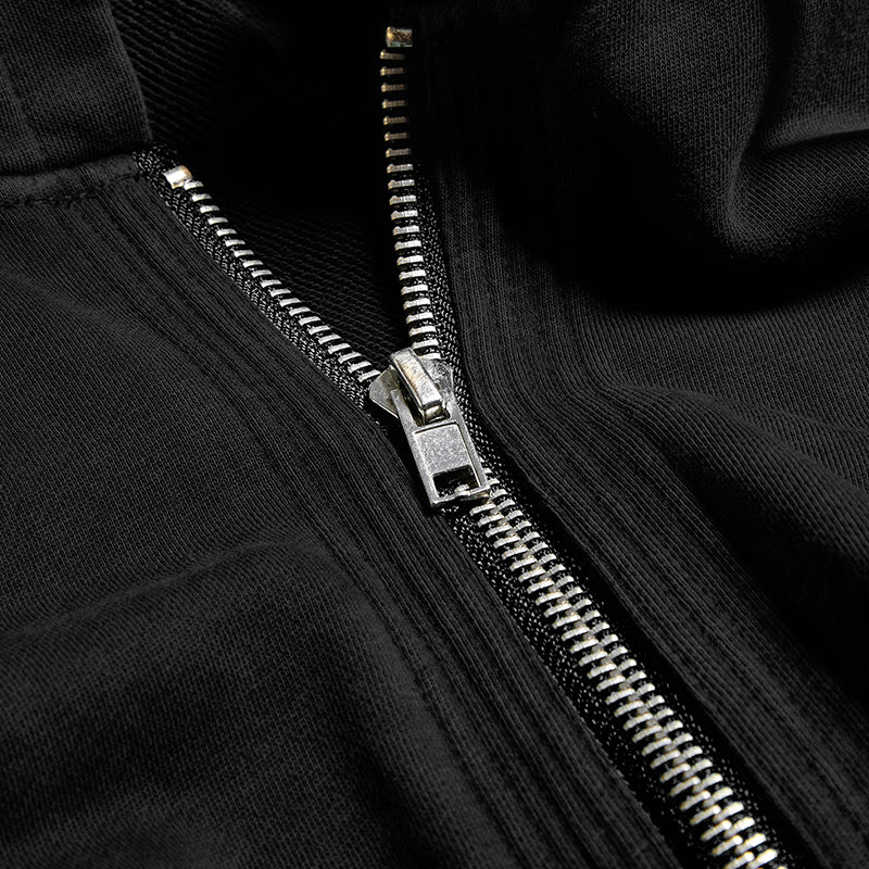 PY-216 Dark Skinny Hoodie Punk Coat With The Short Front And Long Back