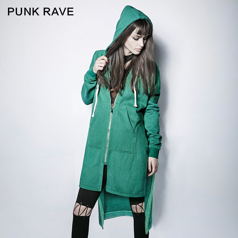 PY-216 Dark Skinny Hoodie Punk Coat With The Short Front And Long Back