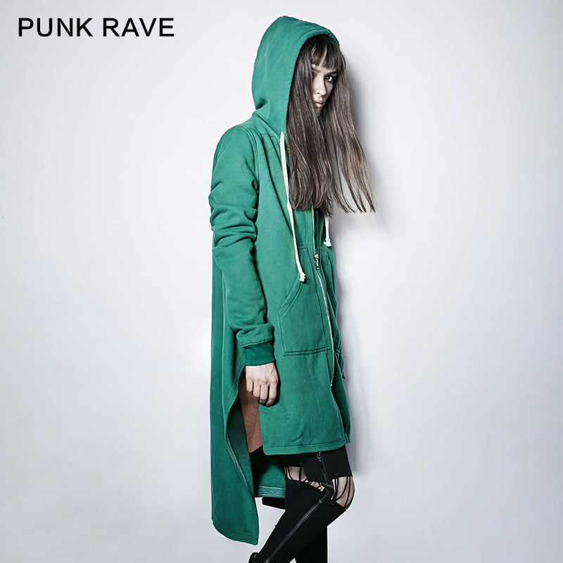 PY-216 Dark Skinny Hoodie Punk Coat With The Short Front And Long Back
