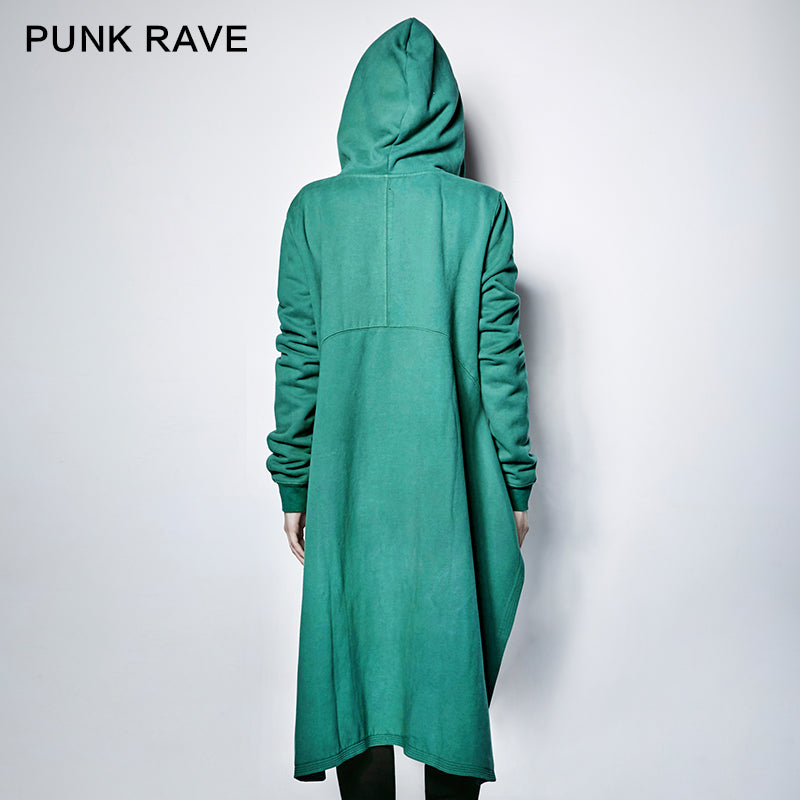 PY-216 Dark Skinny Hoodie Punk Coat With The Short Front And Long Back