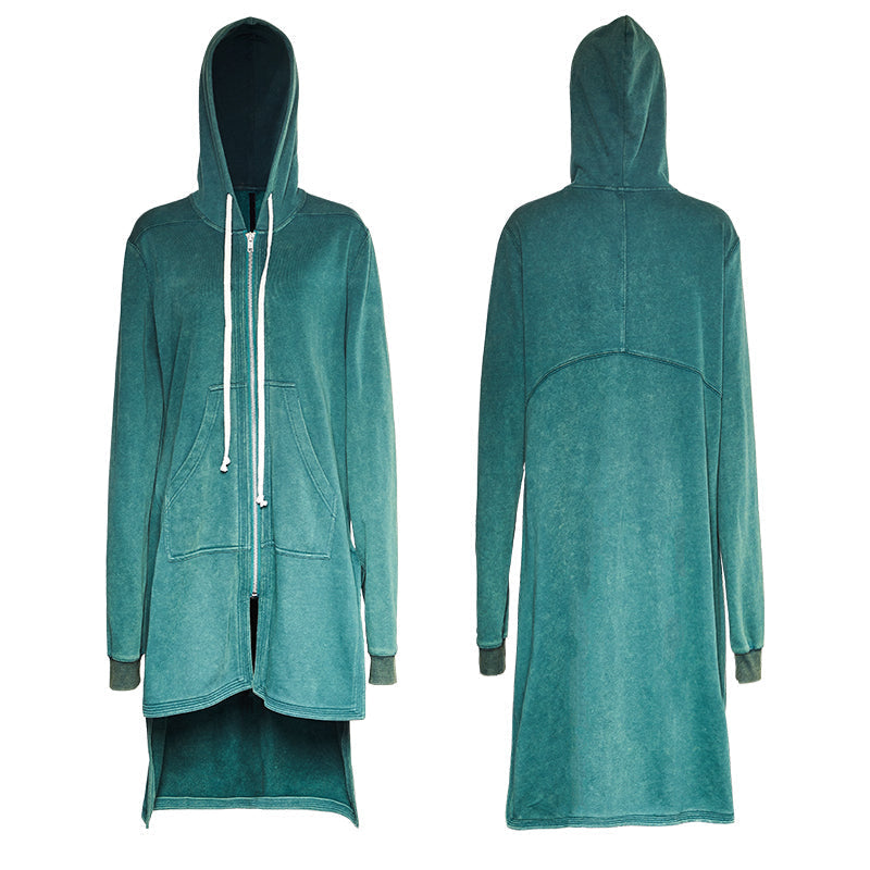 PY-216 Dark Skinny Hoodie Punk Coat With The Short Front And Long Back