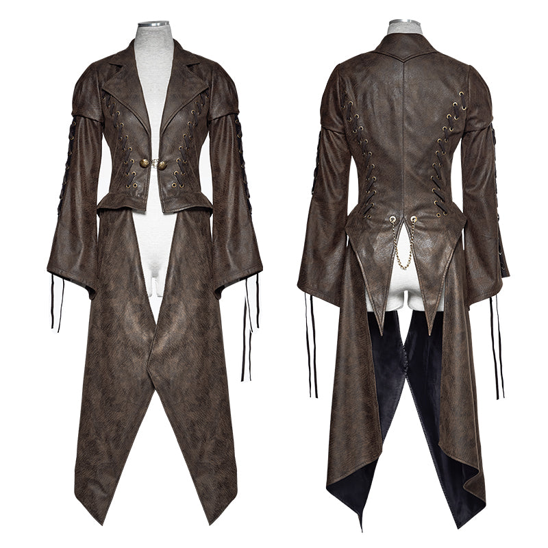 Y-731 Steampunk Hot Stamping Dovetail Woven Punk Jacket With Removable Hem