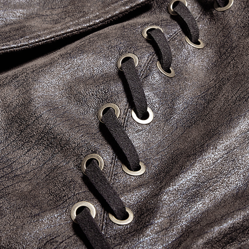Y-731 Steampunk Hot Stamping Dovetail Woven Punk Jacket With Removable Hem