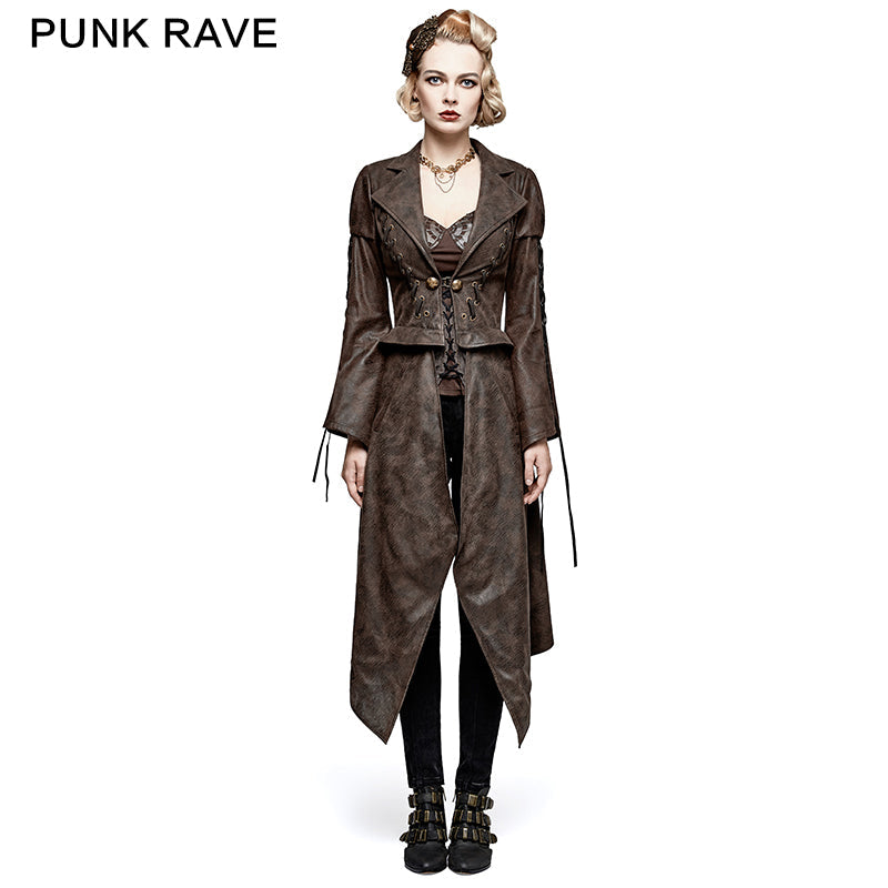 Y-731 Steampunk Hot Stamping Dovetail Woven Punk Jacket With Removable Hem