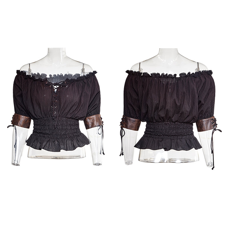 T-444 Steampunk Global Top Fashion Reversible Synthetic Slash Neck Punk T-shirts