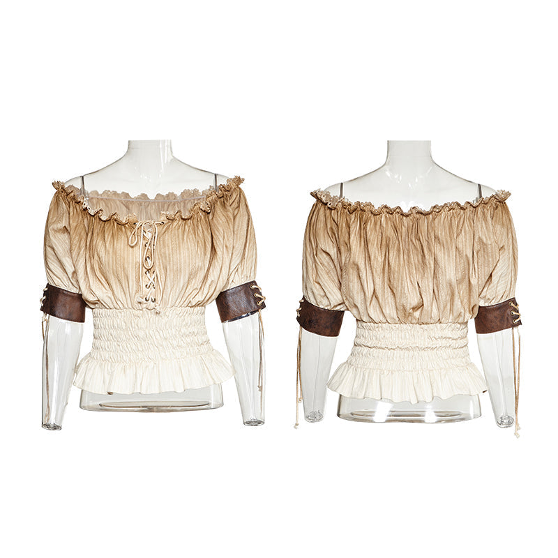 T-444 Steampunk Global Top Fashion Reversible Synthetic Slash Neck Punk T-shirts
