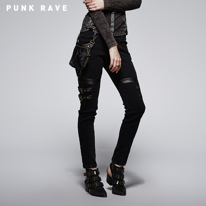 K-207 For Women Spring Steampunk Elastic Tight Cotton Punk Pants