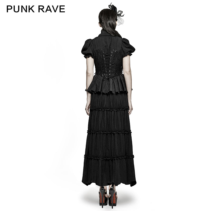Q-314 Two-piece Noble Splicing Puff Sleeve Gothic Dresses