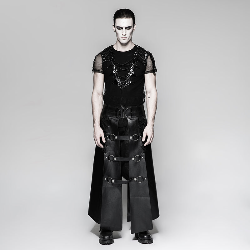 Q-318 Six Pieces Male Leather Eyelet Drawstring Punk Skirt