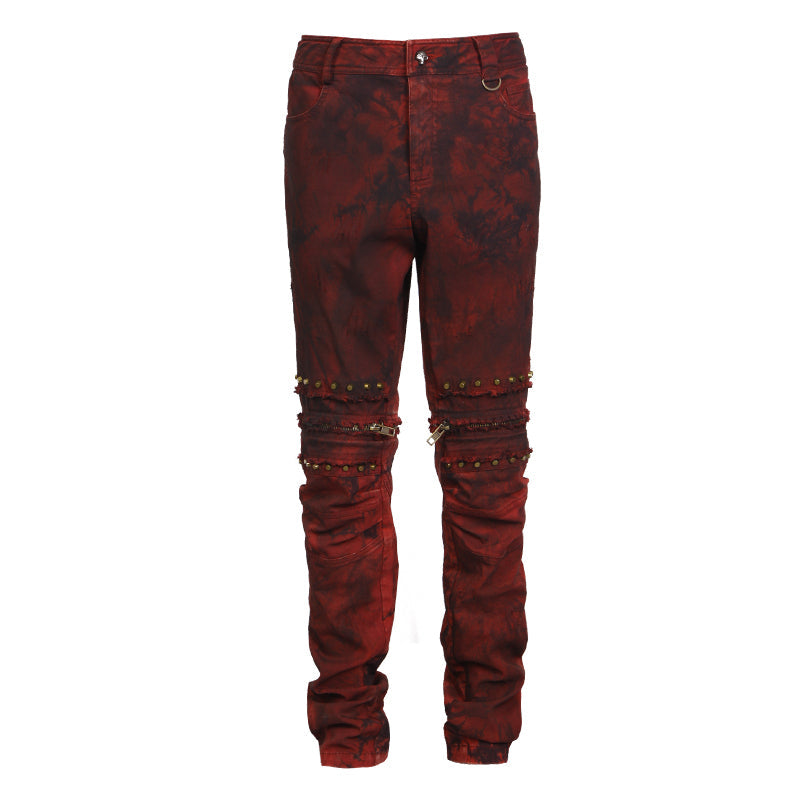 K-214 For Men Detachable Rivet Red Two Wear Night Club Punk Pants