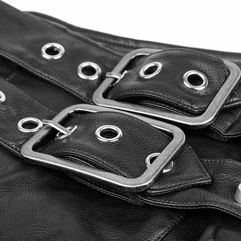 Q-324 black One Piece Simple Leather Male Punk Skirt