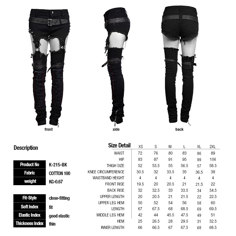 K-215 Latest Detachable Slim Formal Two Wear Punk Pants