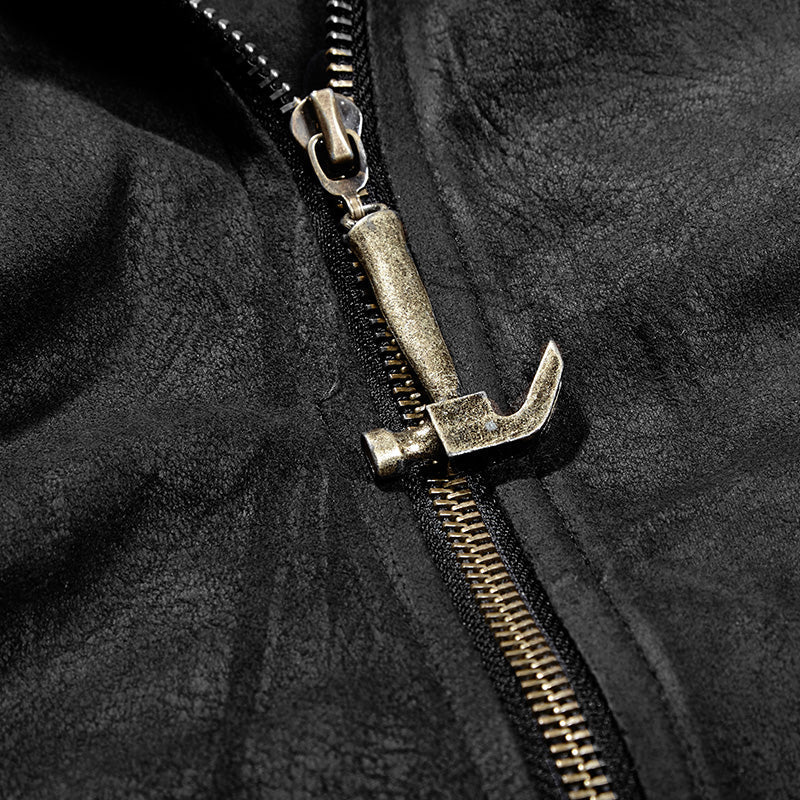 Y-707 Twill Fabric And Stitching Zippered Gothic Trench Coats With A Hood