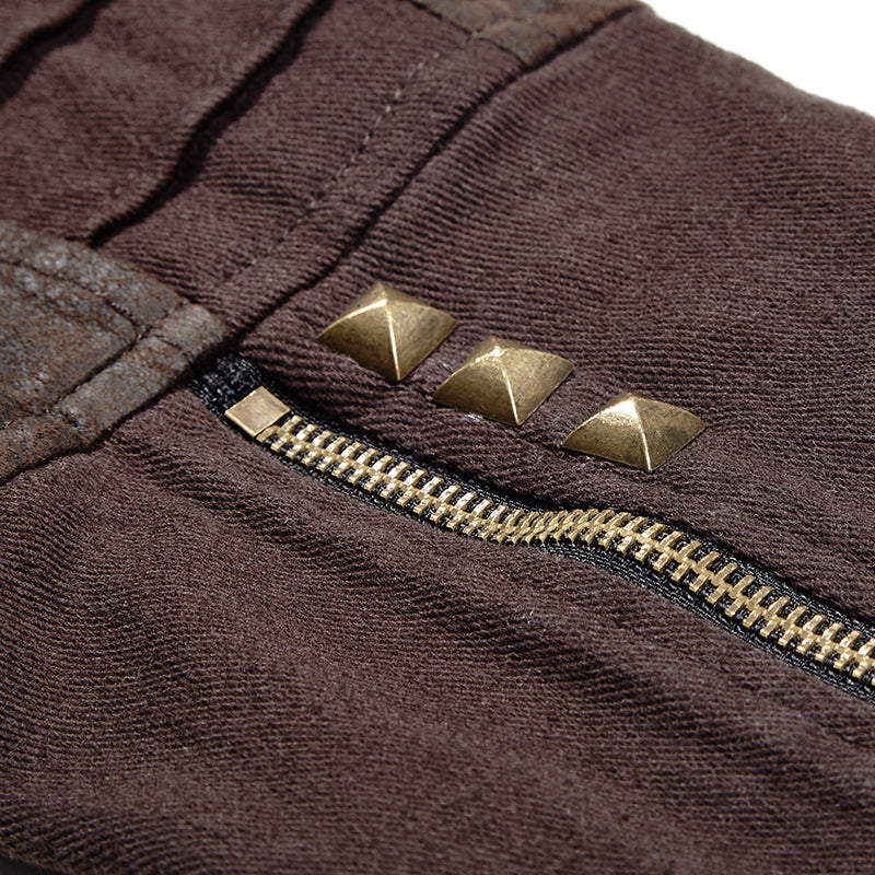 Y-707 Twill Fabric And Stitching Zippered Gothic Trench Coats With A Hood