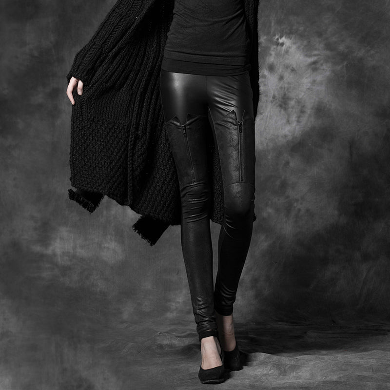 PK-025 black Tight Gothic Pants With Zips At Front