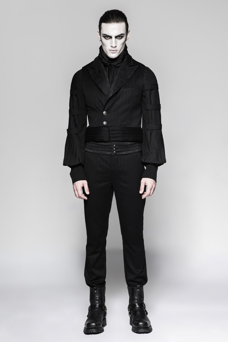 Y-743 Latest Festival Velvet black Mens Striped Punk Vest
