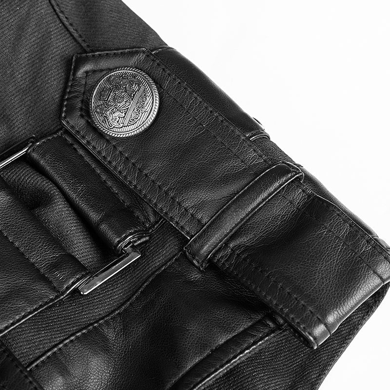 Y-738 Military Uniform Cross Belt Inelastic Laminating Denim Punk Vest