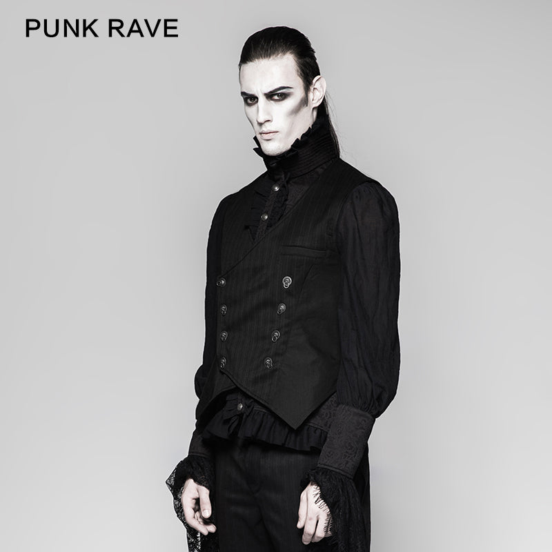 Y-754 New Stylish Lock Buttons Men Striped Punk Vest