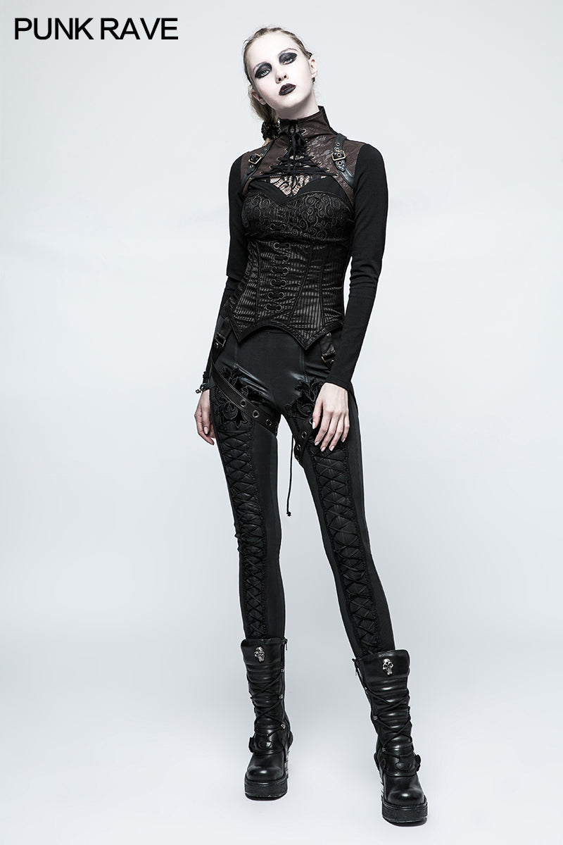 Y-783 Fashion Women Punk Accessories Corset With Removable Leather Leg Loops