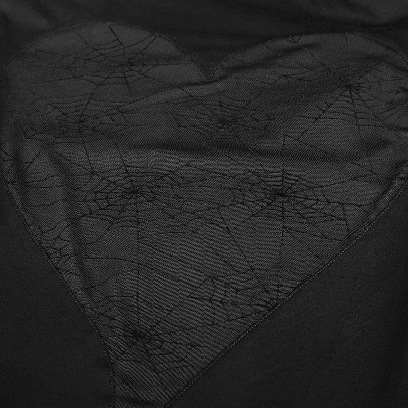 T-479 Back Peach Heart Asymmetry Cross Design Gothic T-shirts For Women