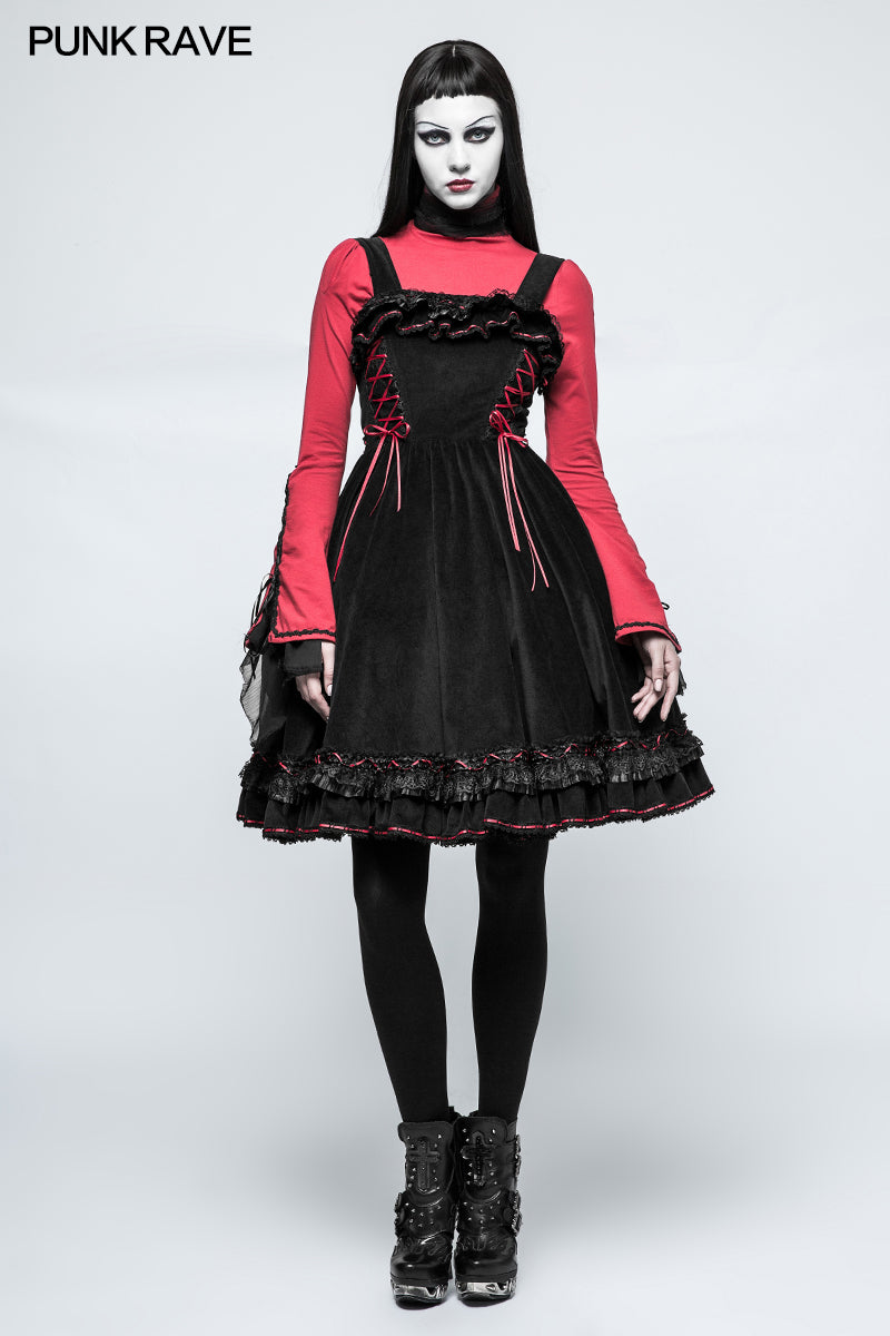 LT-009 Lolita Style High Neck Collar Lace Gothic Shirt With Palace Sleeves