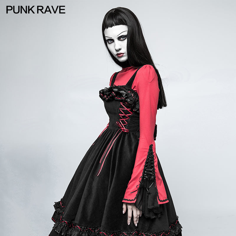 LT-009 Lolita Style High Neck Collar Lace Gothic Shirt With Palace Sleeves