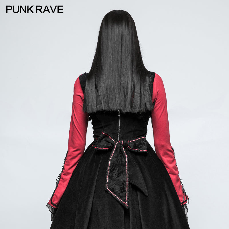 LT-009 Lolita Style High Neck Collar Lace Gothic Shirt With Palace Sleeves