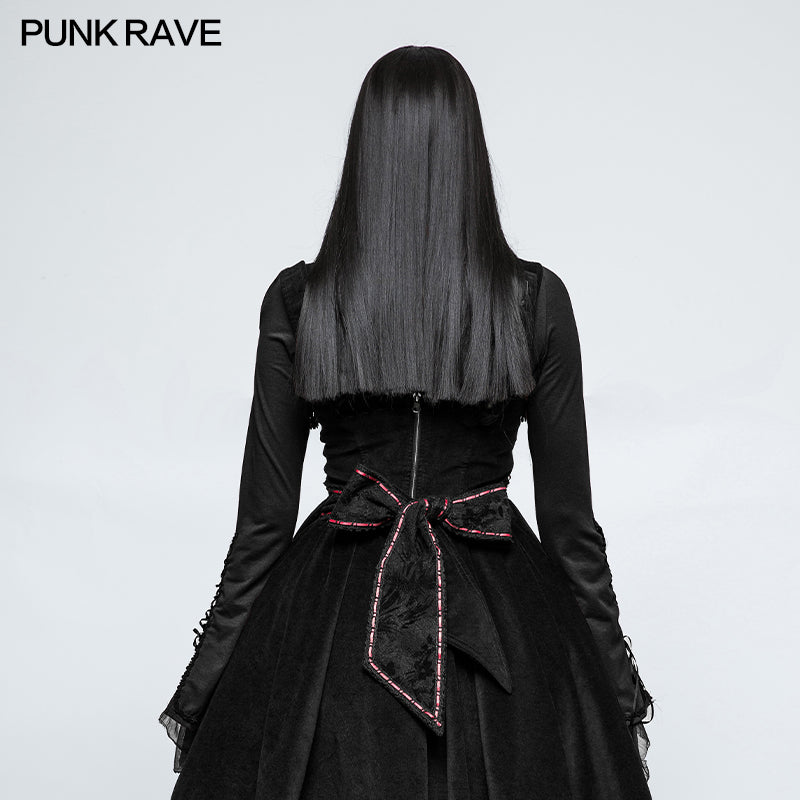 LT-009 Lolita Style High Neck Collar Lace Gothic Shirt With Palace Sleeves