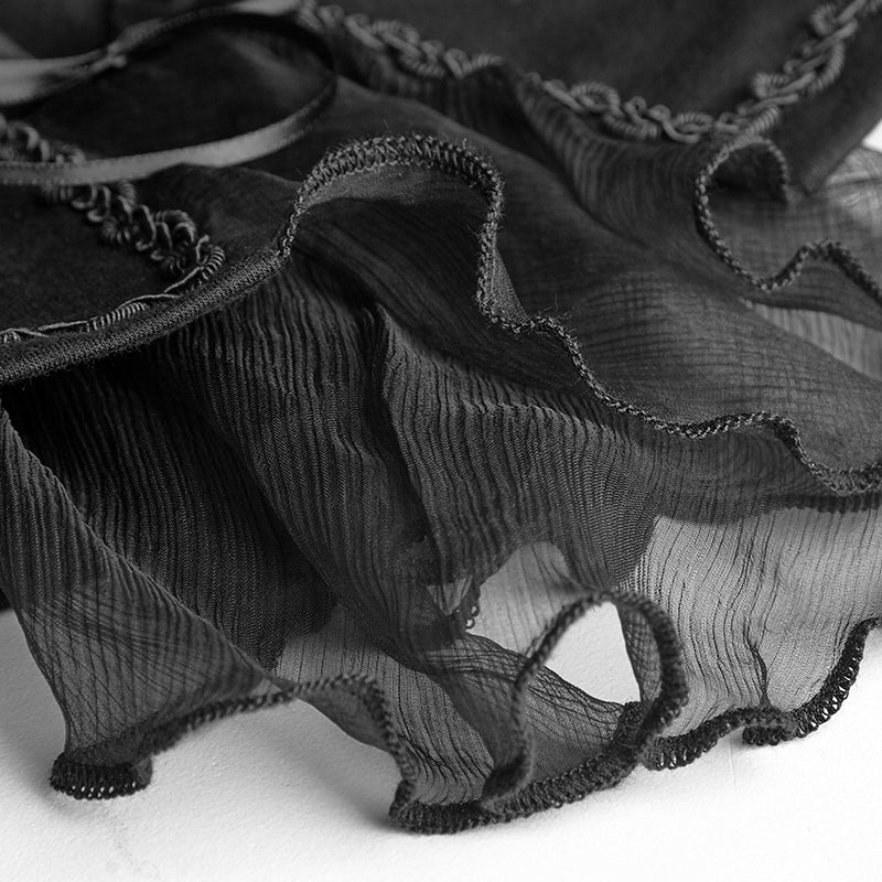 LT-009 Lolita Style High Neck Collar Lace Gothic Shirt With Palace Sleeves