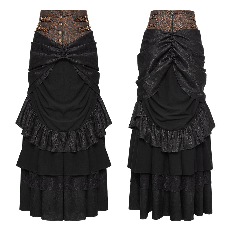 Q-329 Classical Vintage Half Punk Skirt Woven Cotton Elegant Skirt For Women