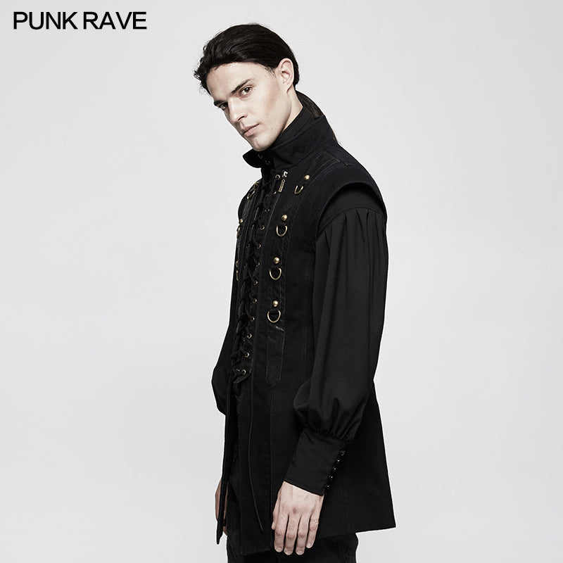 Y-810 Personality Split Hem Leather Punk Vest For Men