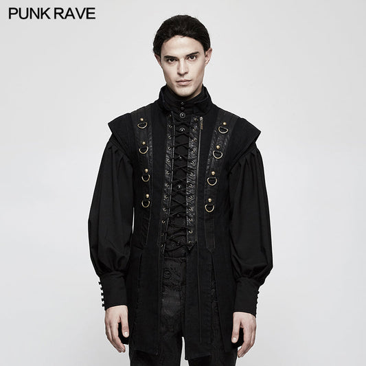 Y-810 Personality Split Hem Leather Punk Vest For Men