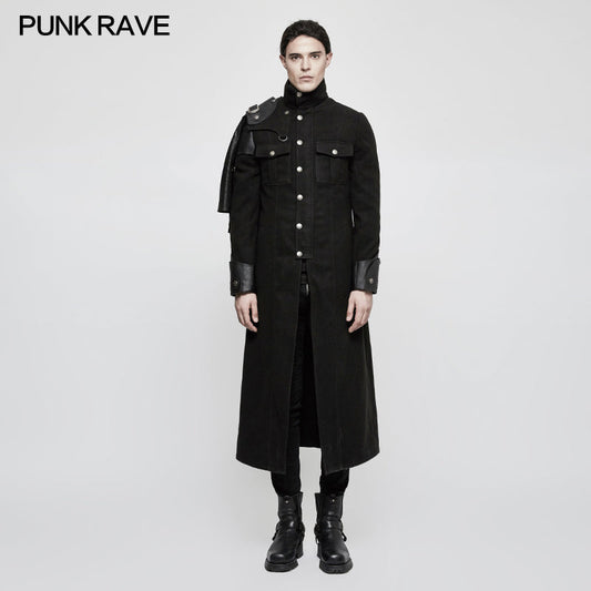 Y-801 Handsome Military Uniform Punk Jacket With Removable Shawl Shoulder