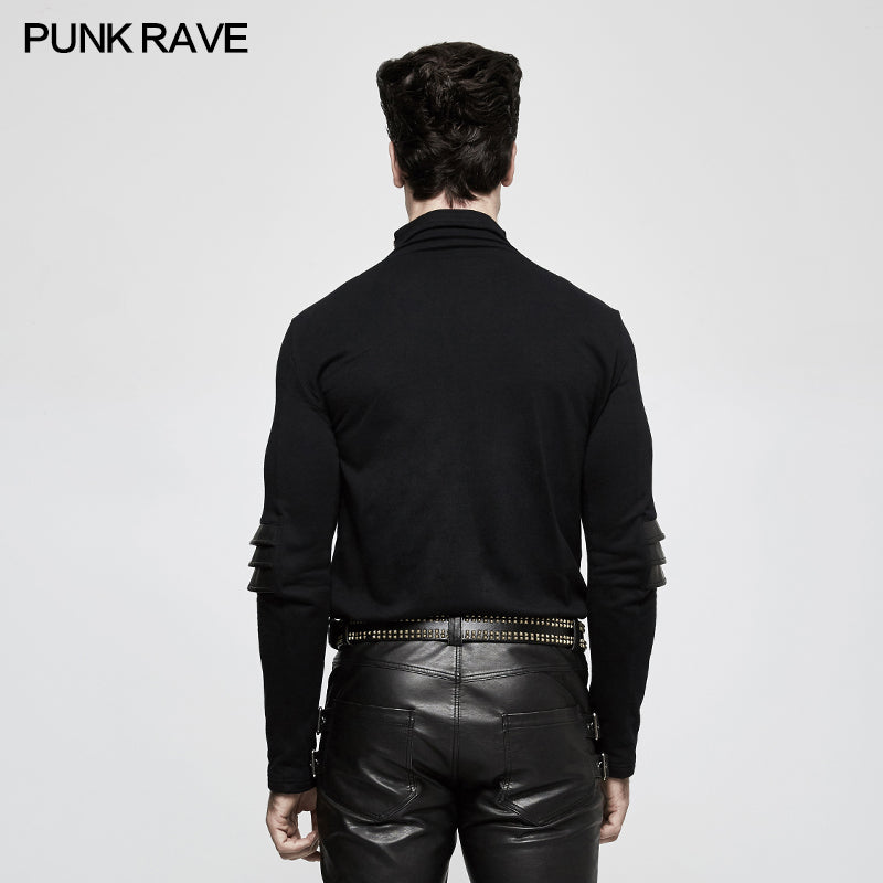 T-484 Sweater Knitted Armor Stereo Punk T-shirts With Turtleneck Collar