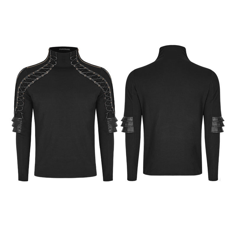 T-484 Sweater Knitted Armor Stereo Punk T-shirts With Turtleneck Collar