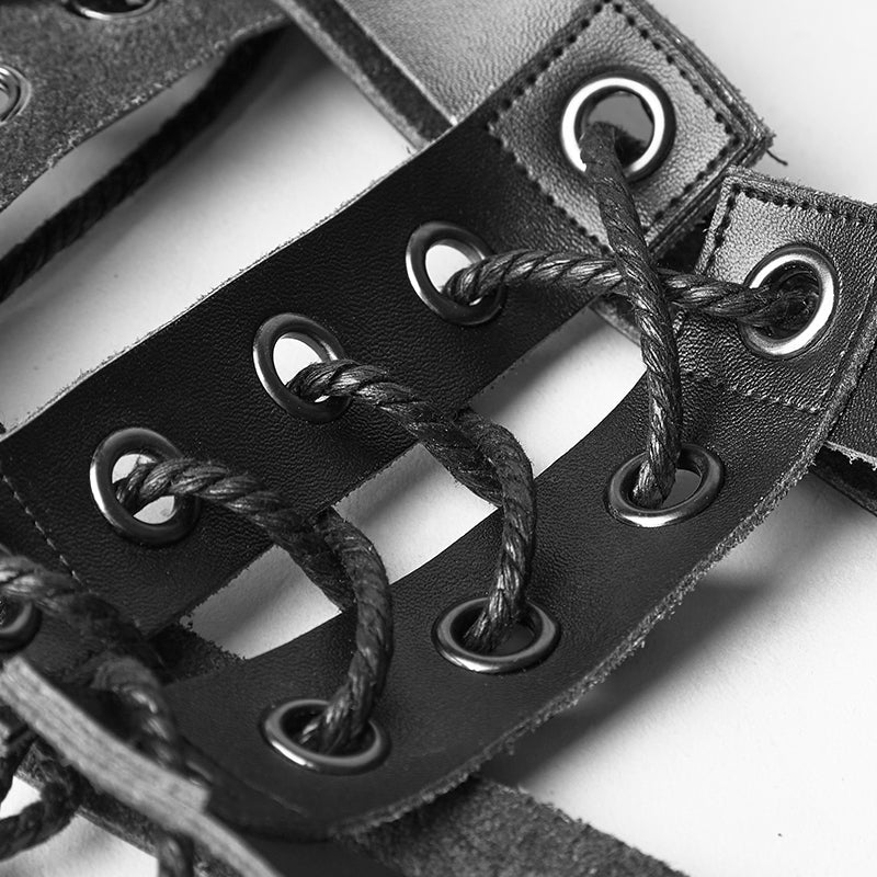 S-218 Leather Military Uniform Serial Set Punk Accessories With Eyelet Drawstring