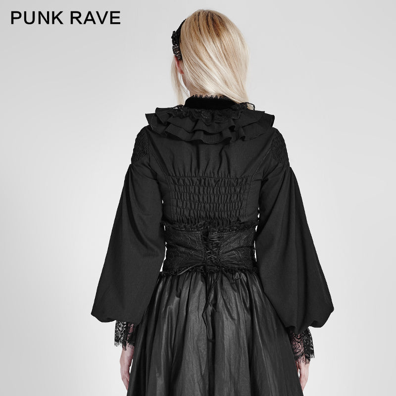 LY-058 Women Chiffon Lace Fabric Gothic Shirt Lolita Blouse With Unique Sleeve
