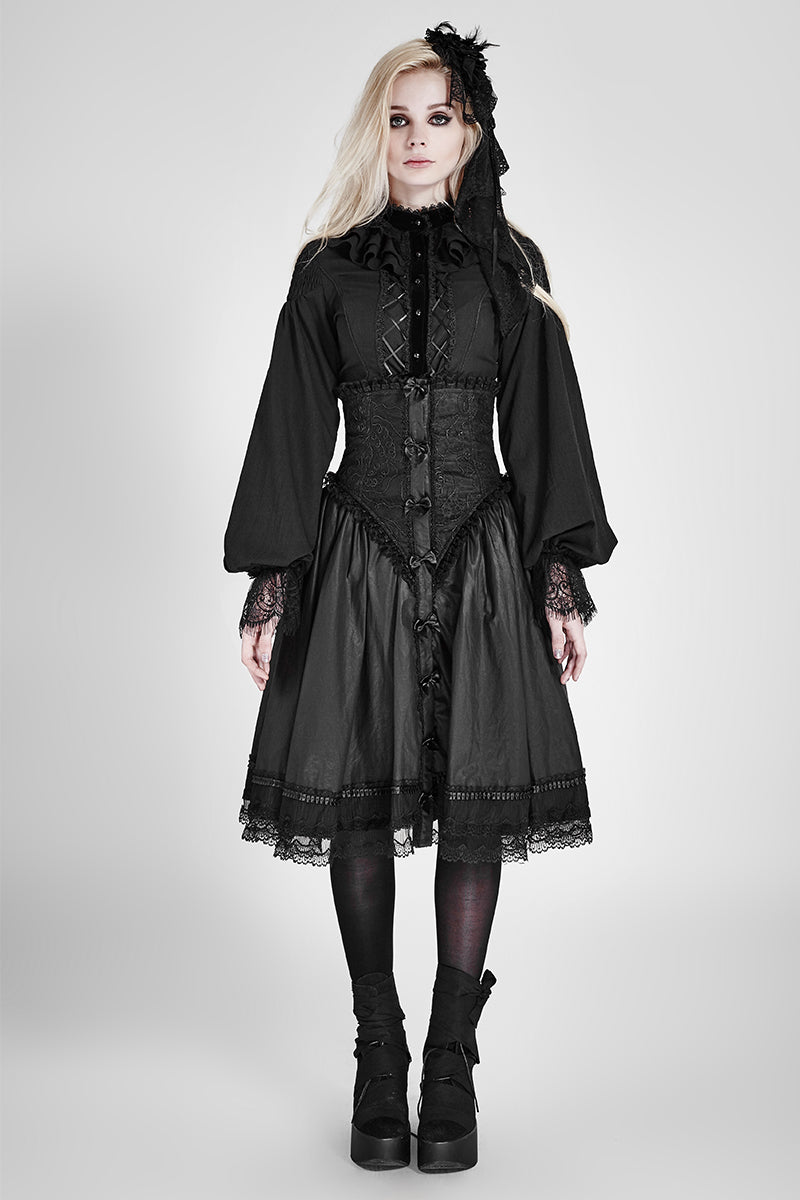 LY-058 Women Chiffon Lace Fabric Gothic Shirt Lolita Blouse With Unique Sleeve