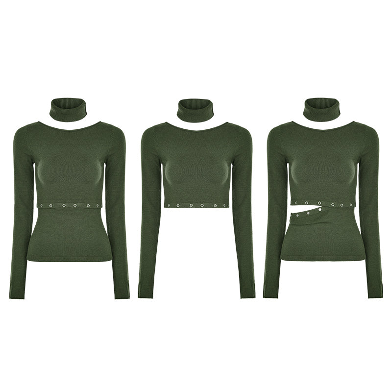 OPM-071 Daily Soft Split Punk Sweater With Separate Collar