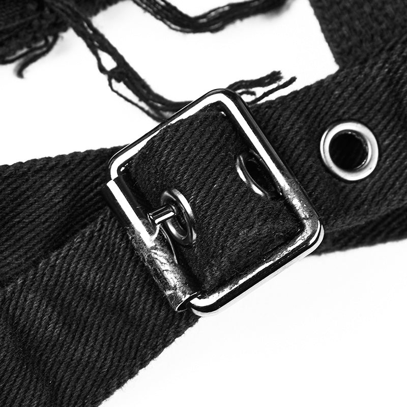 WK-311 Fashion Inelastic Short Punk Pants With Rivet And Metal Decoration