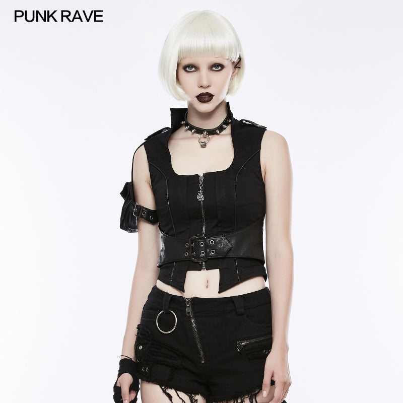 WY-828 Handsome Punk Vest With Removable Bag