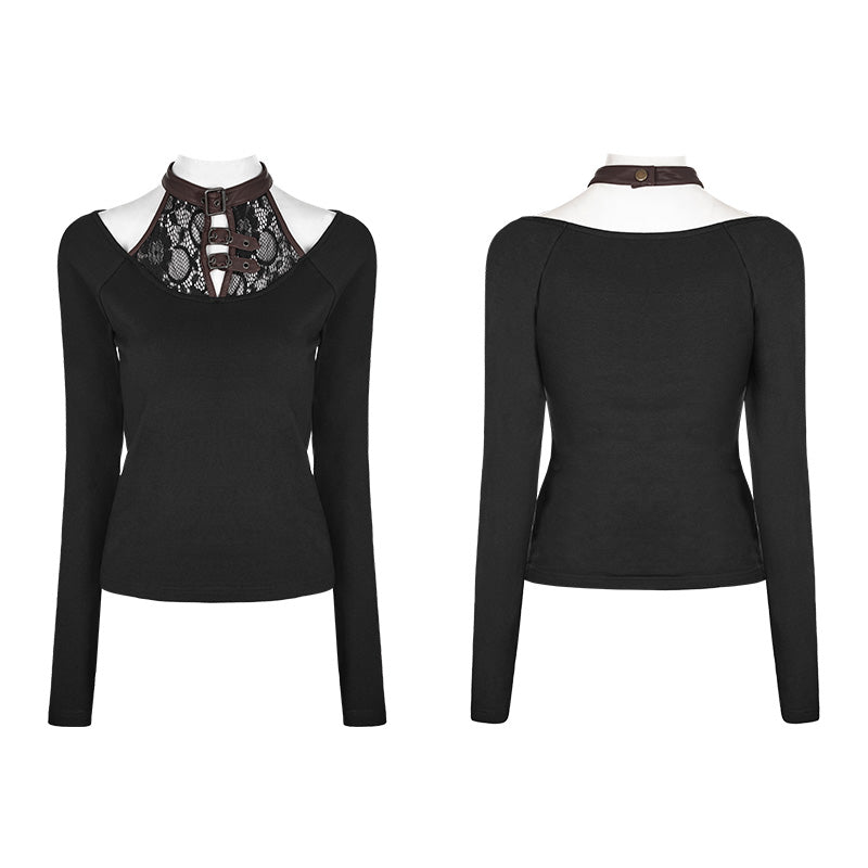WT-491 Steampunk Simple All-match  Long Sleeve Punk T-shirt