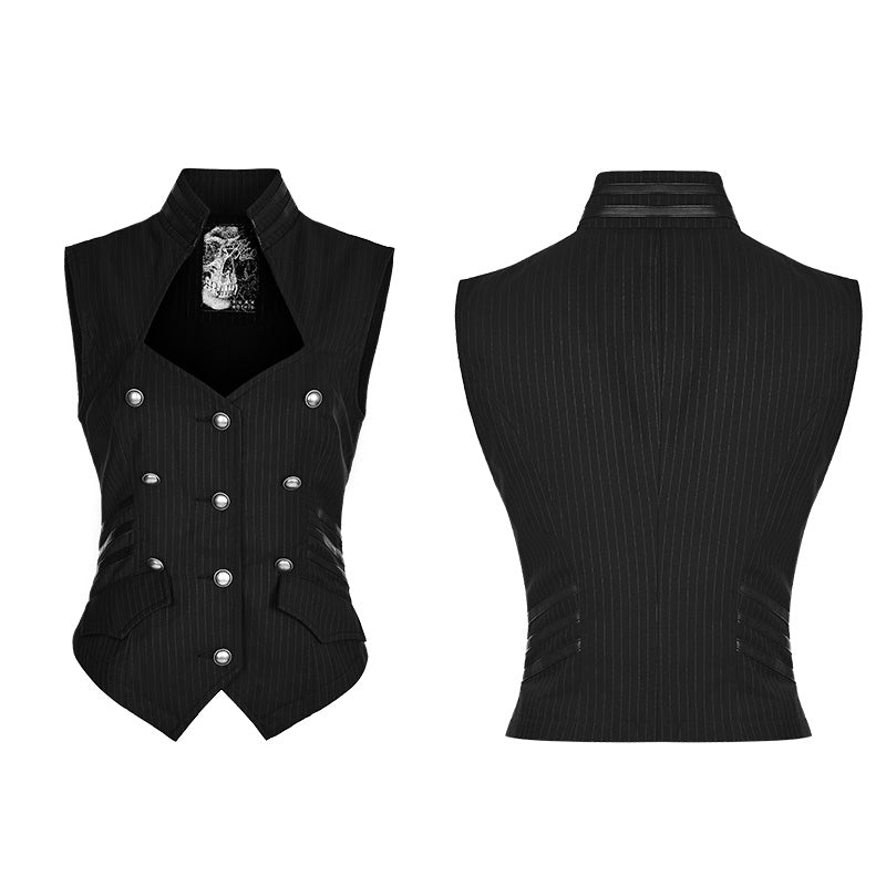 WY-774 Striped Woven Fabric Military Uniform Sleeveless Punk Vest