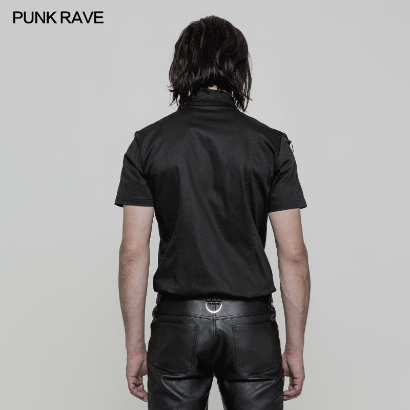 OY-860 Simple Daily Wear Short Sleeve Punk Shirt For Men